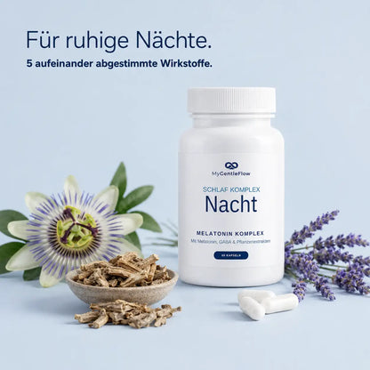 Gentle Nacht – Schlaf-Komplex mit Melatonin, GABA & Baldrian | 60 Kapseln