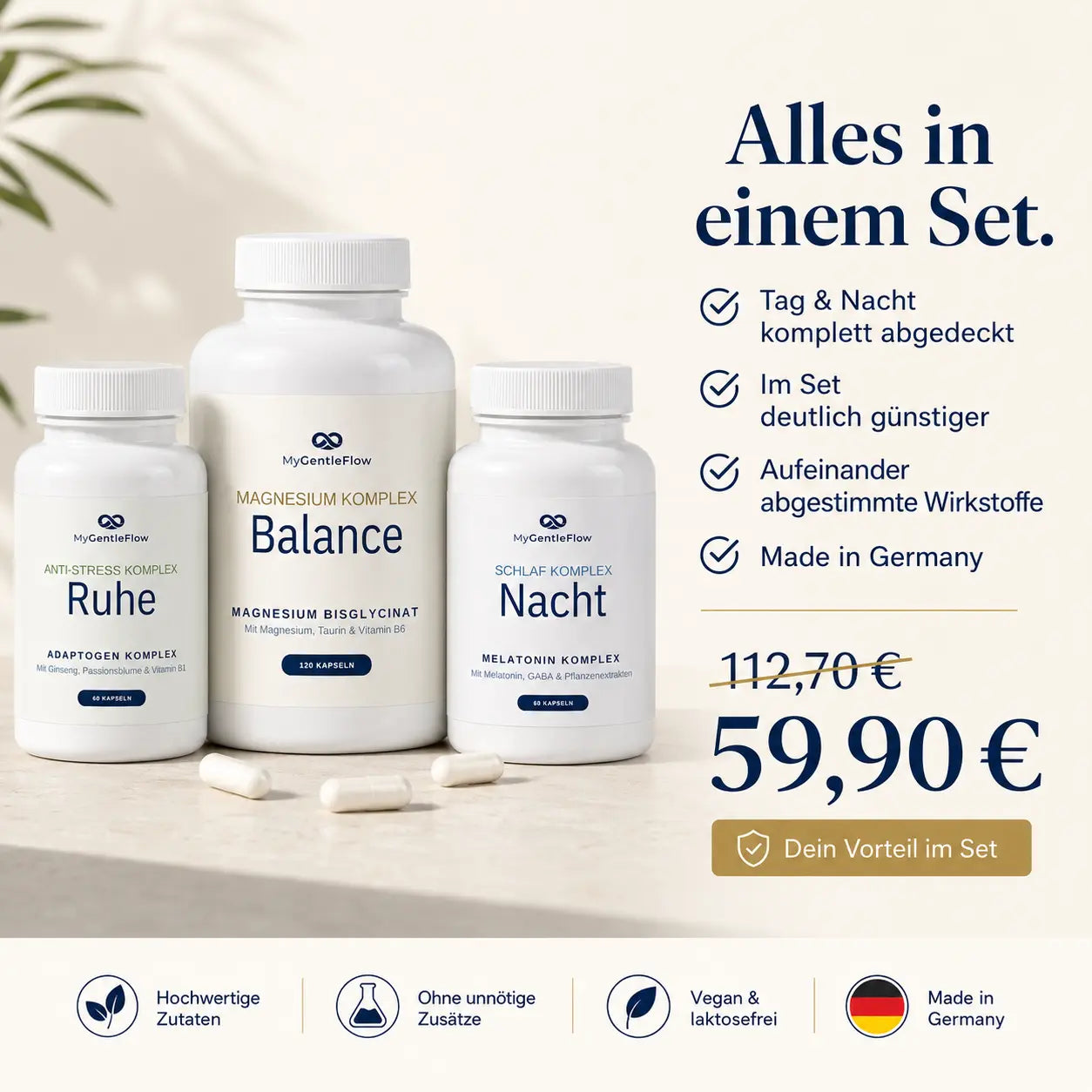 GentleFlow Set – Schlaf, Ruhe & Balance | 3er-Set für Tag & Nacht