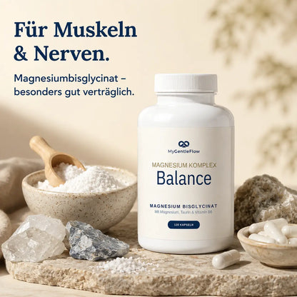 Gentle Balance – Magnesium Bisglycinat mit Taurin & Vitamin B6 | 120 Kapseln