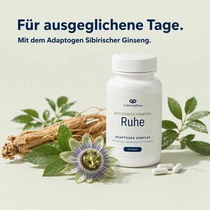 Gentle Ruhe – Adaptogen-Komplex mit Ginseng & Passionsblume | 60 Kapseln